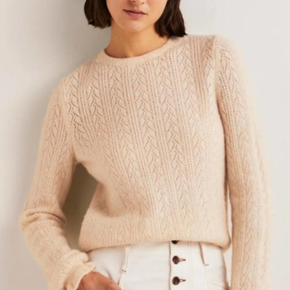 🌼 BODEN Fluffy Pointelle Wool Blend Sweater